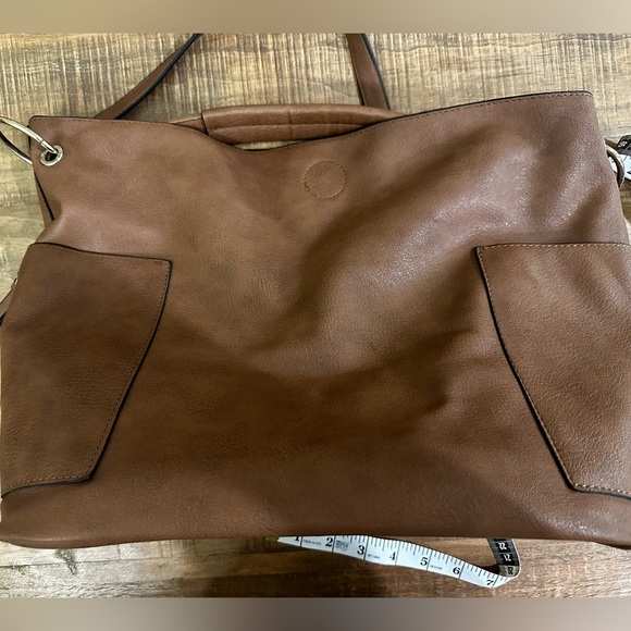Chic Brown Faux Leather Hobo Shoulder Crossbody Bag W/Detachable Crossbody Strap - Picture 10 of 16